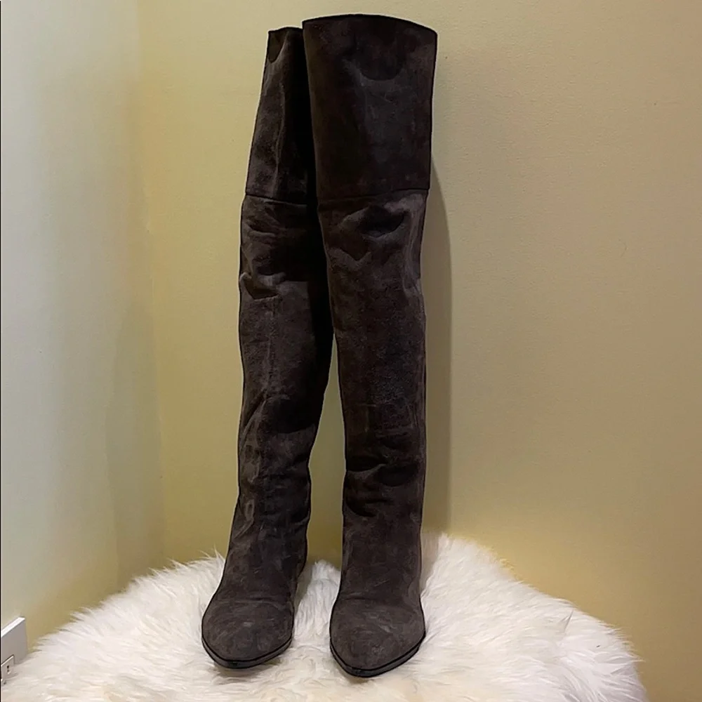 PRADA over the knee suede boots - Picture 2 of 4